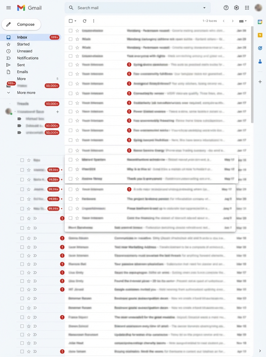 Overflowing email inbox