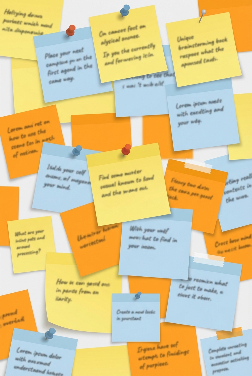 Sticky notes covering a desk